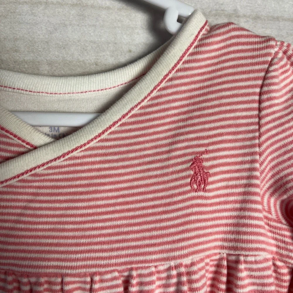 Ralph Lauren Baby Girls Pink White‎ Striped Sleep Sack Gown 3M
